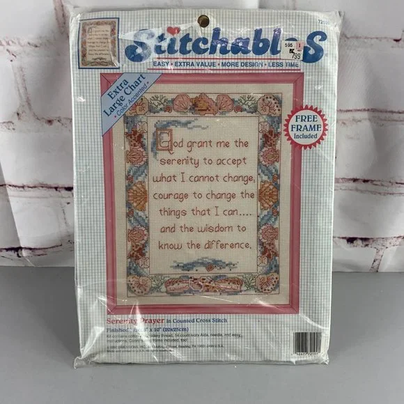 1992 Stitchables Serenity Prayer in Counted Cross Stitch Kit Vintage - Picture 1 of 2